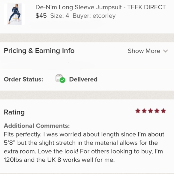 Mid-Blue De-Nim Long Sleeve Jumpsuit - TEEK … - Picture 4 of 6